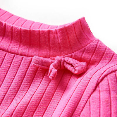 Bērnu krekls ar garām piedurknēm, rievots, spilgti rozā, 92