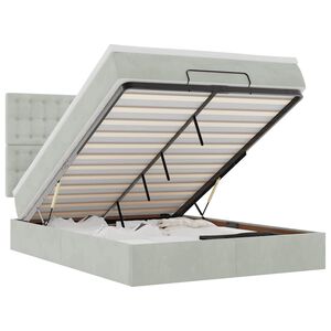 vidaXL Osmaņu gulta ar matračiem, gai&scaron;i pelēks, 140x190 cm, samts