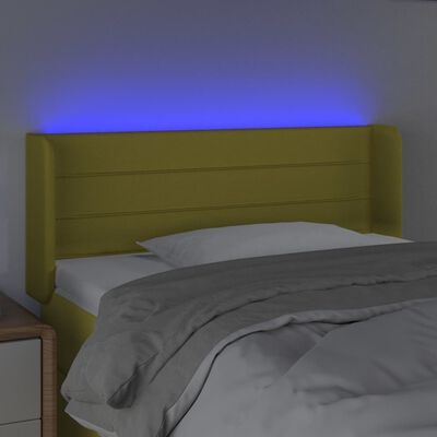 vidaXL gultas galvgalis ar LED, 83x16x78/88 cm, zaļš audums