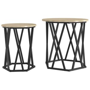 vidaXL Kafijas galdiņ&scaron; 2 pcs Sonoma ozols Inženieru koks un tērauds