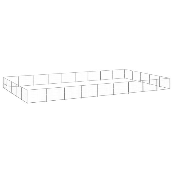 vidaXL suņu voljērs, sudraba krāsa, 45 m&sup2;, tērauds