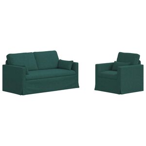 vidaXL Dīvānu komplekts 2 pcs Tum&scaron;i zaļ&scaron; 158 x 78 x 80 cm audums