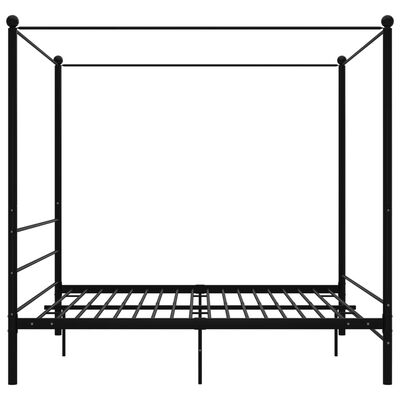 vidaXL gultas rāmis ar nojumi, melns, metāls, 180x200 cm