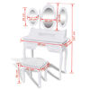 vidaXL spoguļgaldiņ&scaron; ar soliņu un 3 spoguļiem, balts