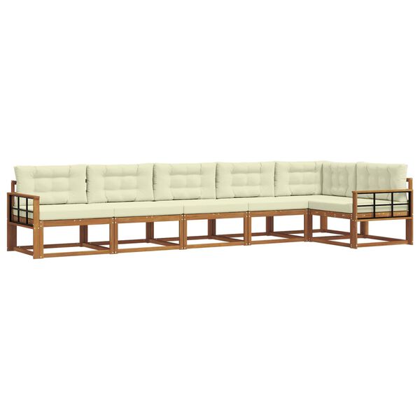 vidaXL Āra dīvānu komplekts ar spilvenu 6 pcs Dabisks un krējuma