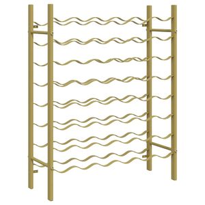 vidaXL vīna pudeļu plaukts, 48 pudelēm, zelta krāsas metāls