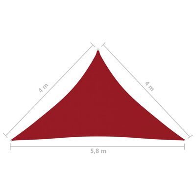 vidaXL saulessargs, 4x4x5,8m, trijstūra forma, sarkans oksforda audums