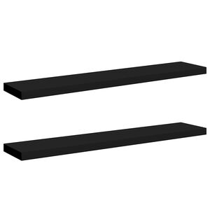 vidaXL sienas plaukti, 2 gab., melni, 120x23,5x3,8 cm, MDF