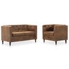 vidaXL Chesterfield dīvāni, 2 gab., brūni, auduma apdare