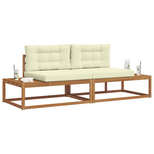 vidaXL Āra dīvānu komplekts ar spilvenu 2 Gabals Dabisks un krējuma