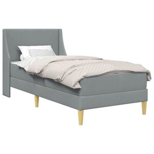 vidaXL Gultas rāmis ar matraci Gai&scaron;i pelēks 90 x 190 cm audums