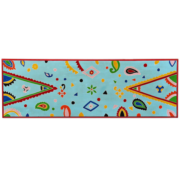 vidaXL konsoles galdiņš, mango masīvkoks, zils, apgleznots