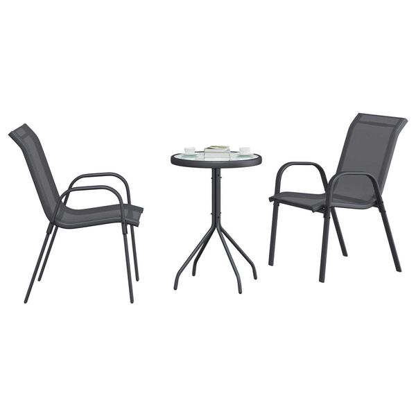 vidaXL Dārza bistro komplekts 3 pcs Pelēka Tērauds