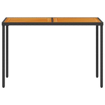 vidaXL dārza galds ar akācijas virsmu, 115x54x74 cm, melna PE pinums