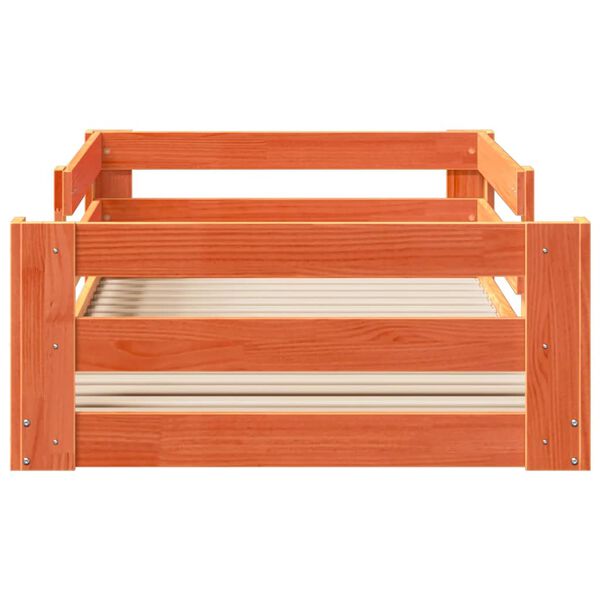 vidaXL gulta bez matrača, vaska brūnas, 90x200 cm, priedes masīvkoks