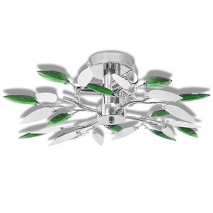 Griestu Lampa ar Baltām un Zaļām Akrila Kristāla Lapām E14