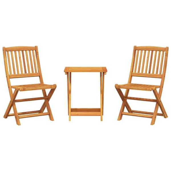 vidaXL 3-daļīgs dārza mēbeļu komplekts, saliekams, akācijas masīvkoks