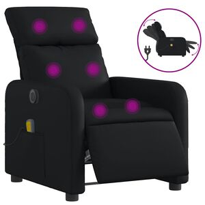 vidaXL elektrisks masāžas krēsls, atgāžams, melna mākslīgā āda