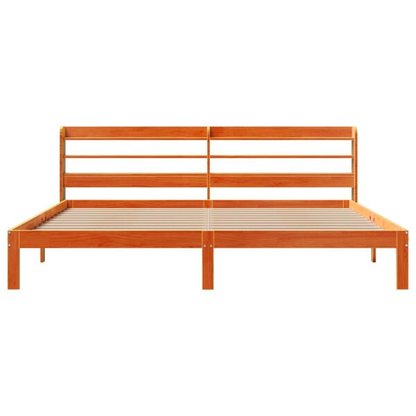 vidaXL gulta bez matrača, vaska brūnas, 180x200 cm, priedes masīvkoks