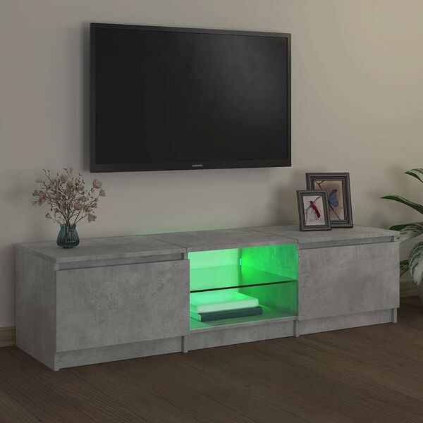vidaXL TV skapītis ar LED lampiņām, 140x40x36 cm, betona pelēks