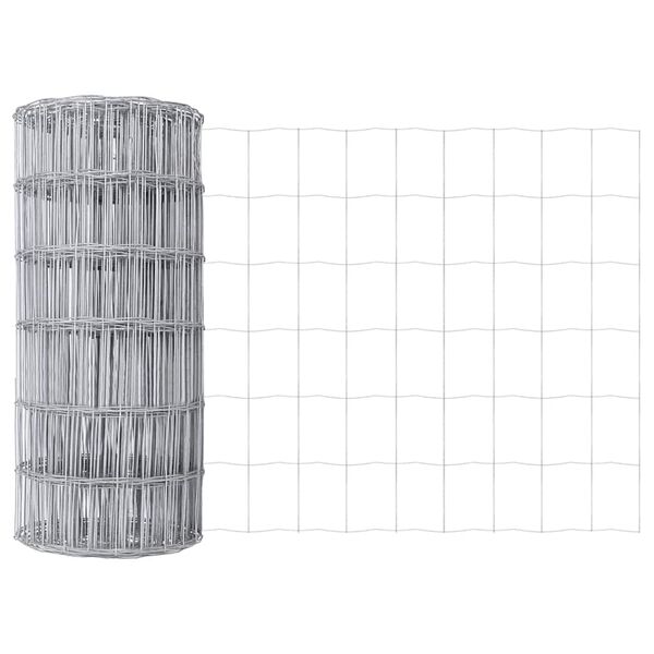 vidaXL Eiropas žogs Sudraba 0.8 x 25 m Karstās cinkotā dzelzs