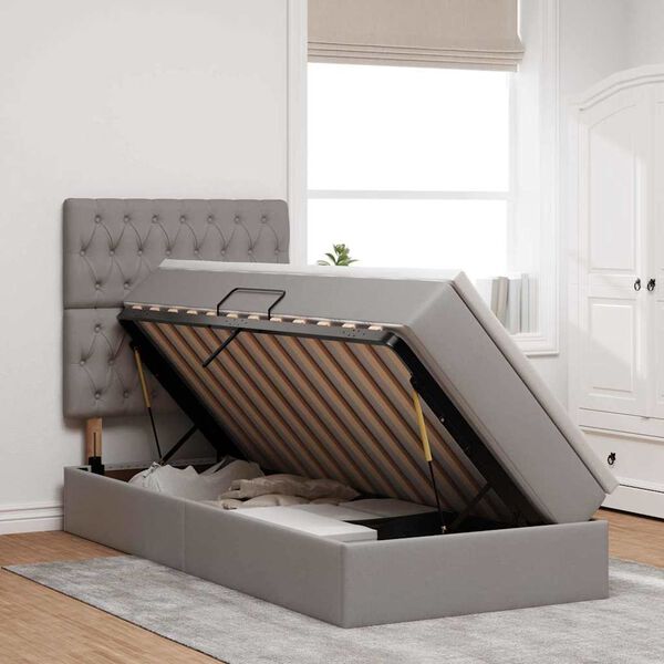 vidaXL Gulta ar uzglabā&scaron;anas vietu un matraci Pelēkbrūna 90 x 200 cm