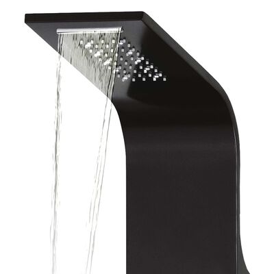 vidaXL dušas sistēma ar paneli, 20x44x130 cm, melns alumīnijs