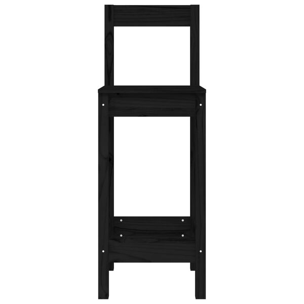 vidaXL bāra krēsli, 2 gab., melni, 40x41,5x112 cm, priedes masīvkoks