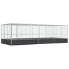 vidaXL putnu māja, sudraba krāsa, 725x307x212 cm, tērauds