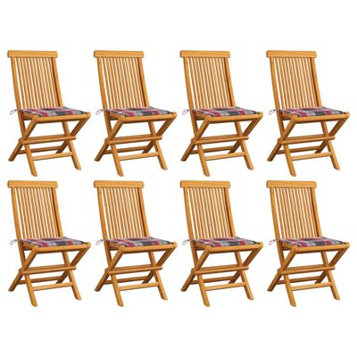 vidaXL dārza krēsli, matrači ar četrstūriem, 8 gab., masīvs tīkkoks