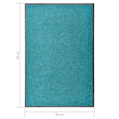 vidaXL durvju paklājs, mazgājams, ciānkrāsā, 60x90 cm