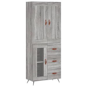 vidaXL augstais skapis, pelēks, 69,5x34x180 cm, inženierijas koks