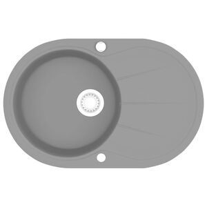 vidaXL virtuves izlietne, viena bļoda, ovāla, pelēka, granīts