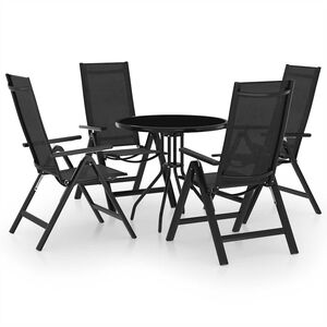 vidaXL 5-daļīgs bistro mēbeļu komplekts, melns, antracītpelēks