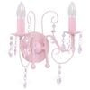 vidaXL sienas lampa ar pērlītēm, rozā, 2 x E14 spuldzes