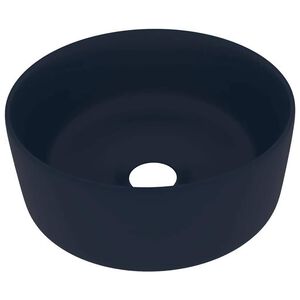vidaXL izlietne, apaļa, 40x15 cm, matēta tum&scaron;i zila keramika