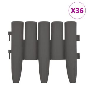 vidaXL zāliena apmales, 36 gab., pelēkas, 10 m, PP