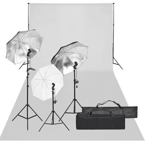 vidaXL fotostudijas komplekts, gaismas un fons