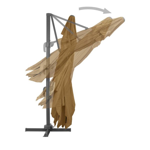 vidaXL konsoles dārza saulessargs ar alumīnija kātu, 400x300 cm, pelēkbrūns