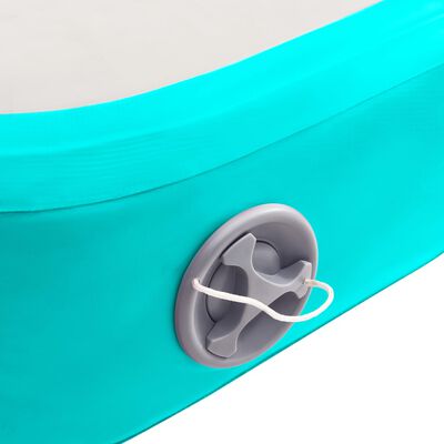 vidaXL piepūšams vingrošanas paklājs ar pumpi, 400x100x15 cm, zaļš PVC