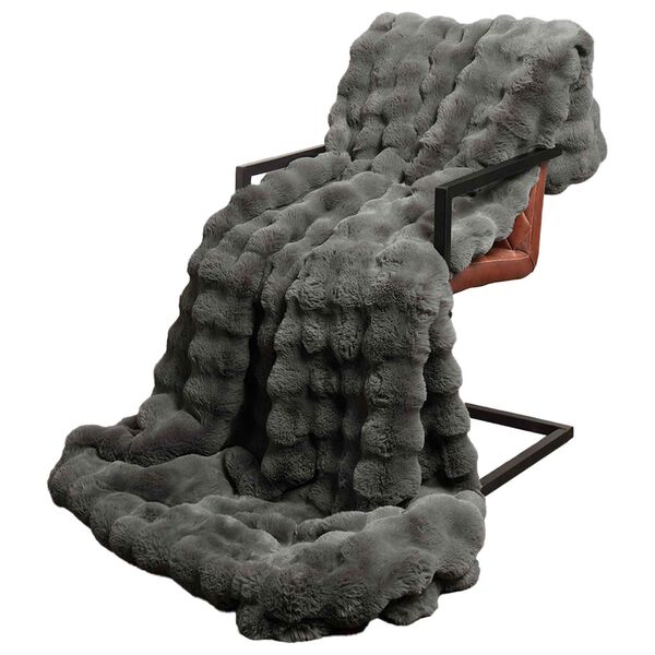 vidaXL Mākslīgā truša kažokādas sega 4 pcs Tumši pelēks 220 x 240 cm