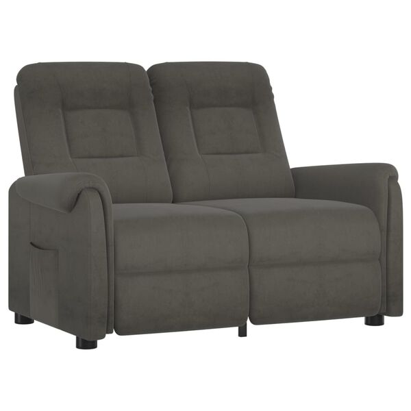 vidaXL divvietīgs masāžas krēsls, atgāžams, tumši pelēks audums