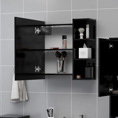 vidaXL vannasistabas spoguļskapītis, melns, 62,5x20,5x64 cm