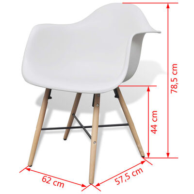 vidaXL krēsli, 4 gab., baltas plastmasas sēdeklis, dižskābarža kājas