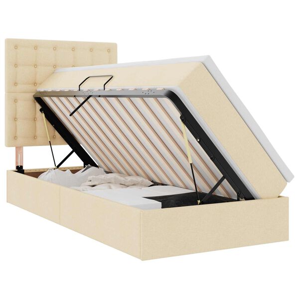 vidaXL Gulta ar uzglabā&scaron;anas vietu un matraci Krēms 90 x 190 cm