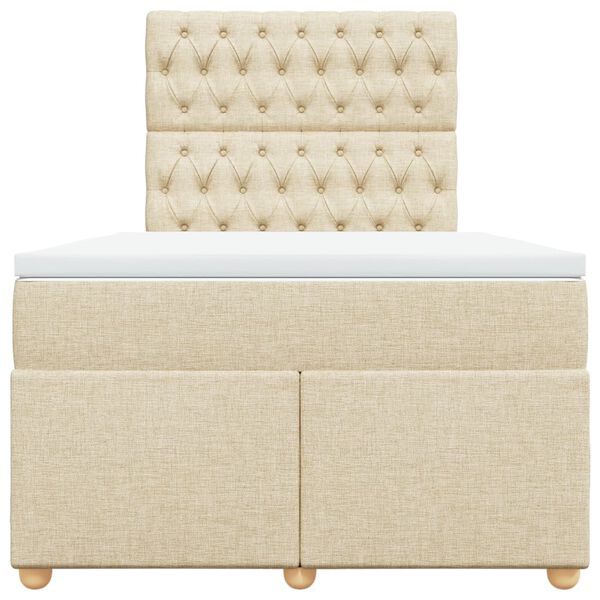 vidaXL atsperu gultas rāmis ar matraci, krēmkrāsas, 120x200 cm, audums