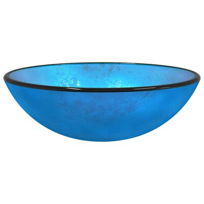 vidaXL izlietne, 42x14 cm, zila, rūdīts stikls