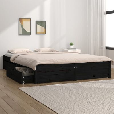 vidaXL gultas rāmis ar atvilktnēm, melns, 120x200 cm