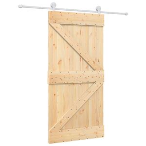 vidaXL Slīdo&scaron;ās durvis Dabisks un balts 100 x 210 cm Priedes masīvkoks