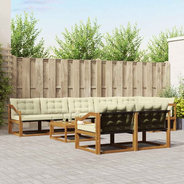 vidaXL Āra dīvānu komplekts ar spilvenu 9 pcs Dabisks un krējuma